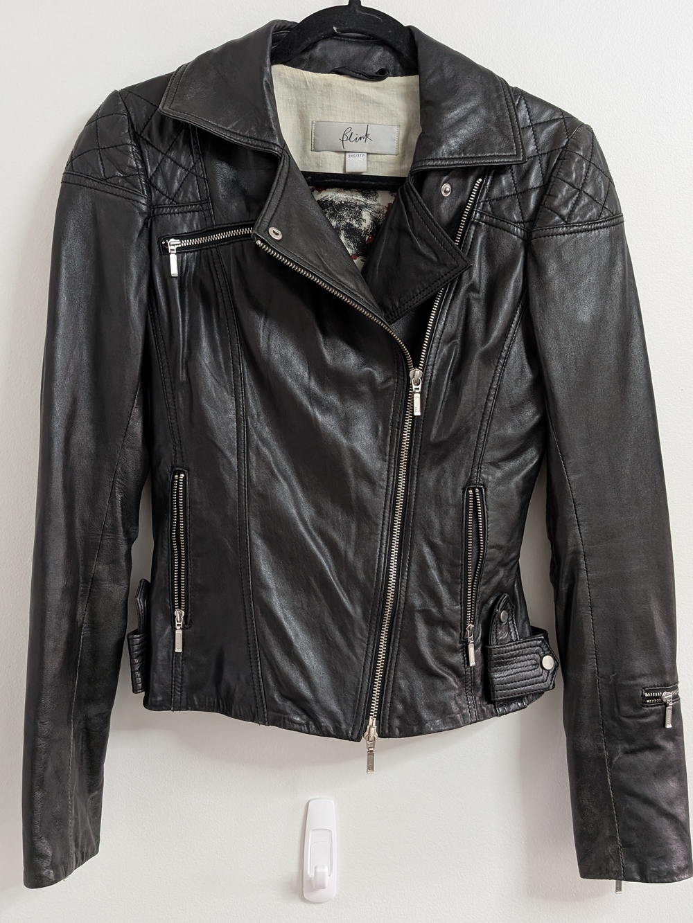 Blink Black Leather Asymmetrical Moto Jacket